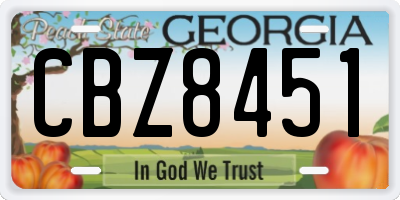 GA license plate CBZ8451