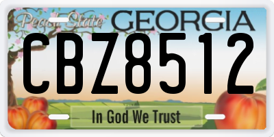 GA license plate CBZ8512