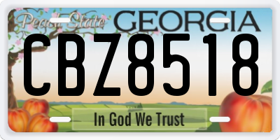 GA license plate CBZ8518