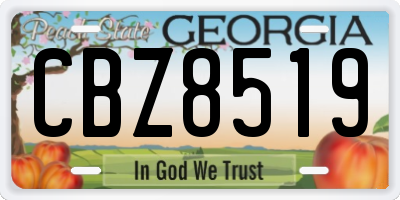 GA license plate CBZ8519
