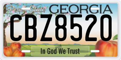 GA license plate CBZ8520