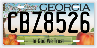 GA license plate CBZ8526