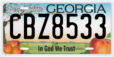 GA license plate CBZ8533