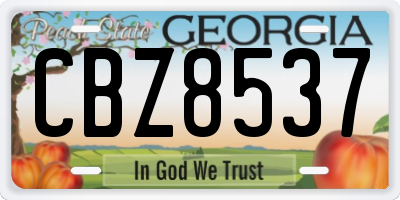 GA license plate CBZ8537