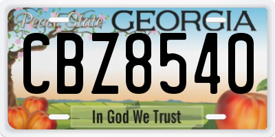 GA license plate CBZ8540