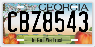 GA license plate CBZ8543
