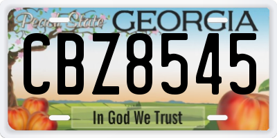 GA license plate CBZ8545