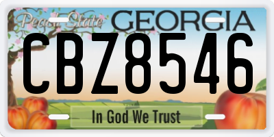 GA license plate CBZ8546