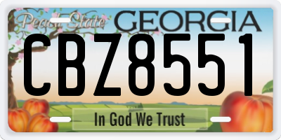 GA license plate CBZ8551