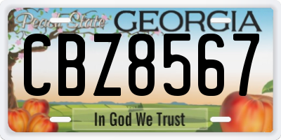 GA license plate CBZ8567