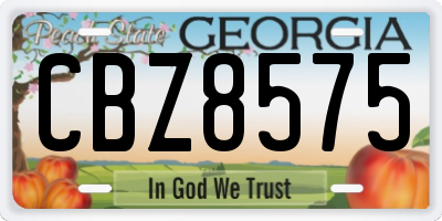 GA license plate CBZ8575