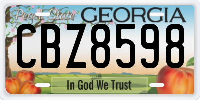 GA license plate CBZ8598