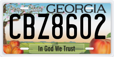 GA license plate CBZ8602