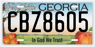 GA license plate CBZ8605