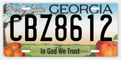 GA license plate CBZ8612