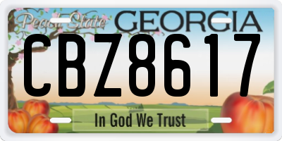 GA license plate CBZ8617