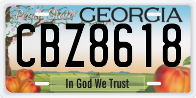 GA license plate CBZ8618