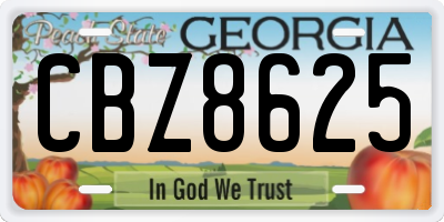 GA license plate CBZ8625