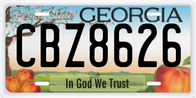 GA license plate CBZ8626