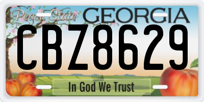 GA license plate CBZ8629
