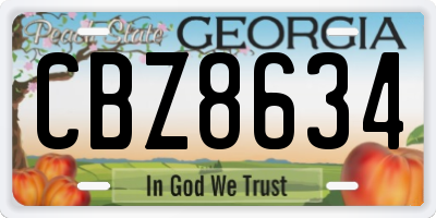 GA license plate CBZ8634