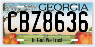 GA license plate CBZ8636