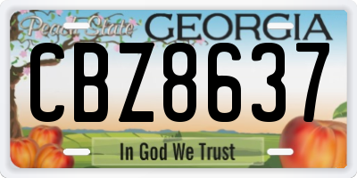 GA license plate CBZ8637