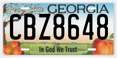 GA license plate CBZ8648