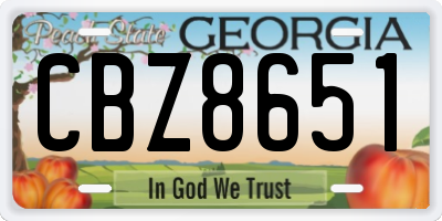 GA license plate CBZ8651