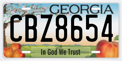 GA license plate CBZ8654