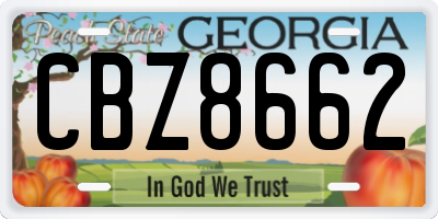 GA license plate CBZ8662