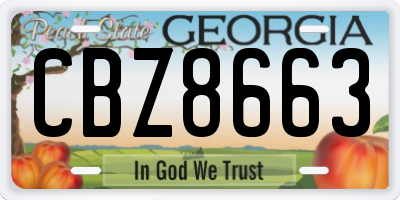 GA license plate CBZ8663