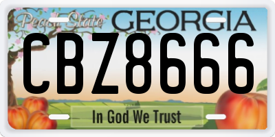 GA license plate CBZ8666