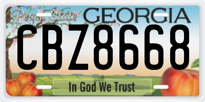 GA license plate CBZ8668