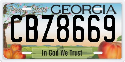 GA license plate CBZ8669