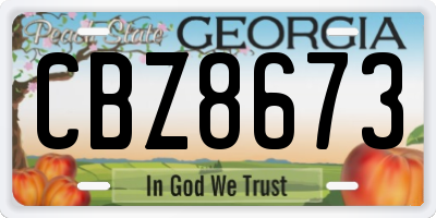 GA license plate CBZ8673