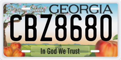 GA license plate CBZ8680