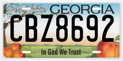 GA license plate CBZ8692