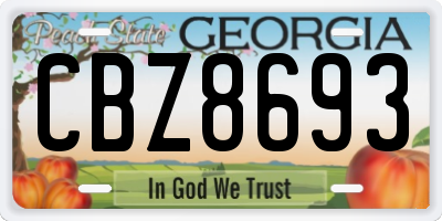 GA license plate CBZ8693