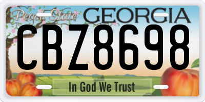 GA license plate CBZ8698
