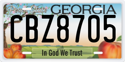 GA license plate CBZ8705