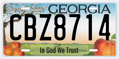 GA license plate CBZ8714
