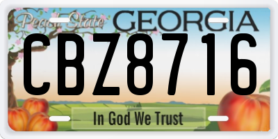 GA license plate CBZ8716