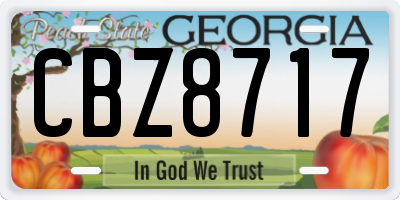 GA license plate CBZ8717