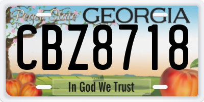 GA license plate CBZ8718