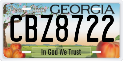 GA license plate CBZ8722