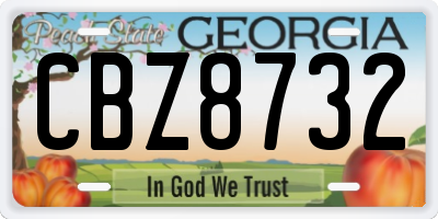 GA license plate CBZ8732