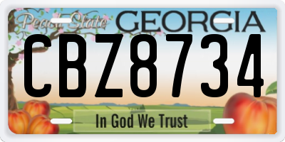 GA license plate CBZ8734