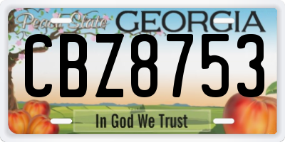 GA license plate CBZ8753