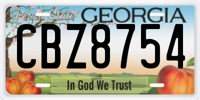 GA license plate CBZ8754